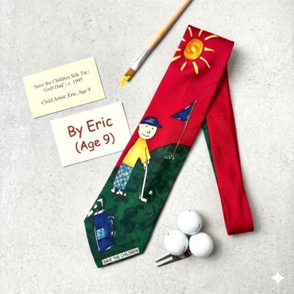 Vintage Save the Children Silk Tie "Golf Dad" by Eric Age 9‎